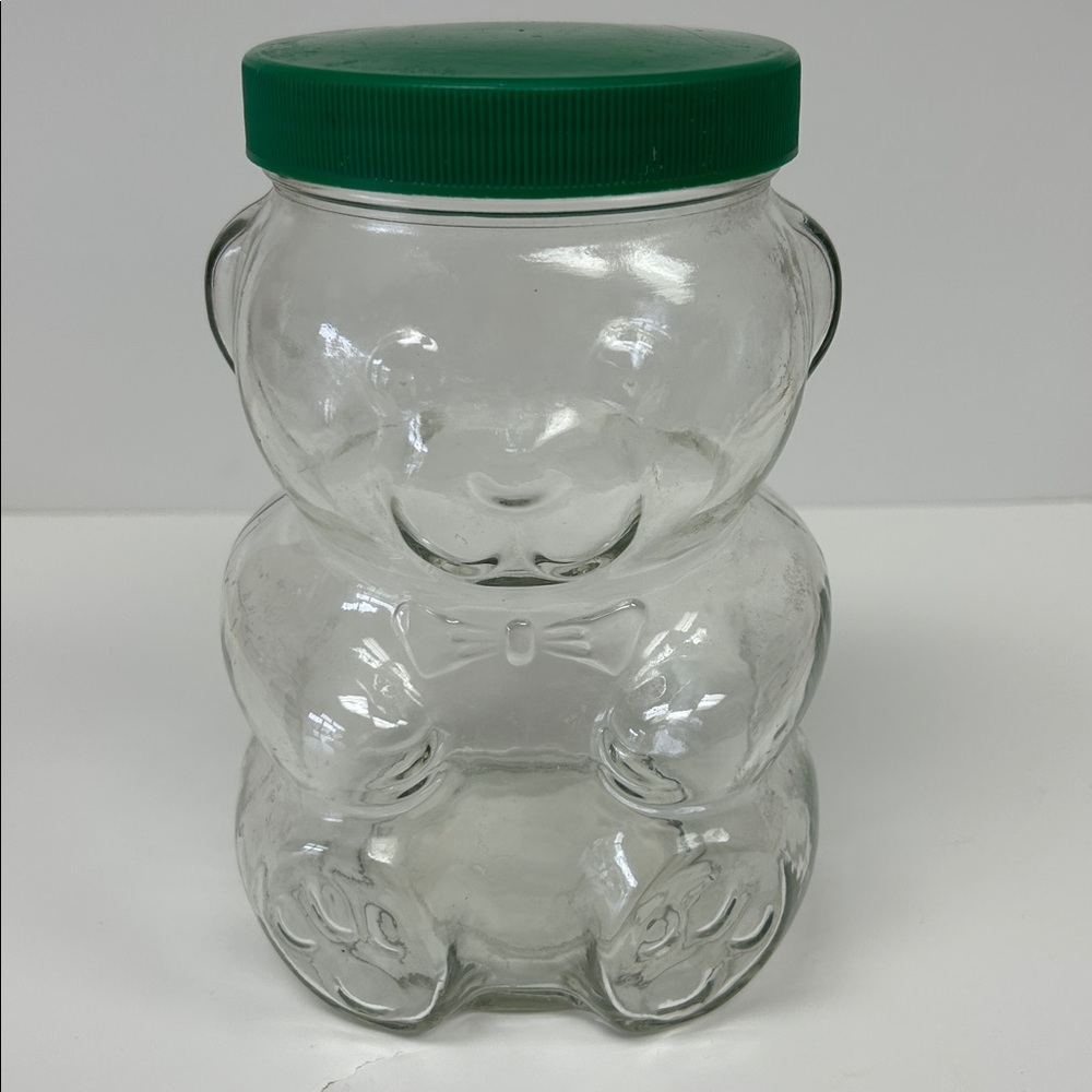 Vintage 1980’s KRAFT clear glass peanut butter /cookie Bear jar